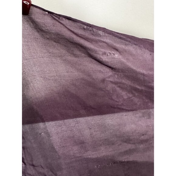 Womens Purple Silk Rectangle Blouse Wooden Doll Print Black White Geo Head Scarf - Picture 10 of 13